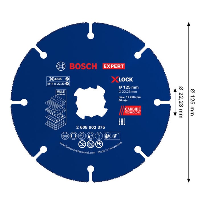 Bosch EXPERT Multi Material Carbide-Trennscheibe, 125 x 1.6 x 22,23 mm, X-Lock