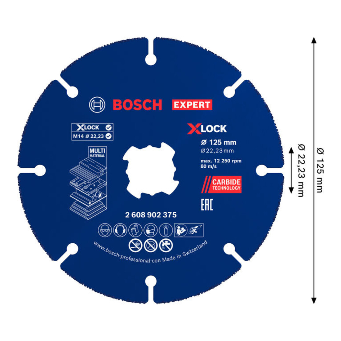 Bosch EXPERT Multi Material Carbide-Trennscheibe, 125 x 22,23 mm, X-Lock, 10-tlg.