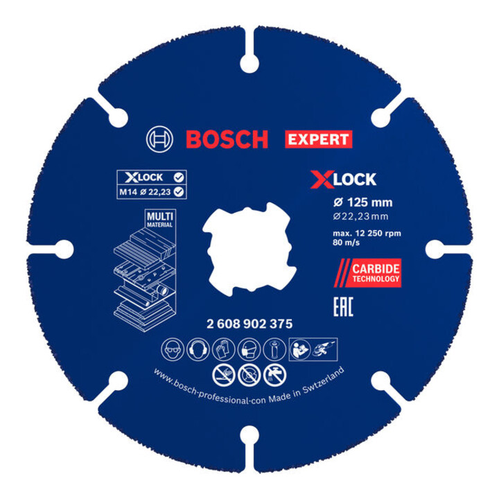 Bosch EXPERT Multi Material hardmetalen doorslijpschijf, 125 x 22,23 mm, X-Lock, 10-dlg.