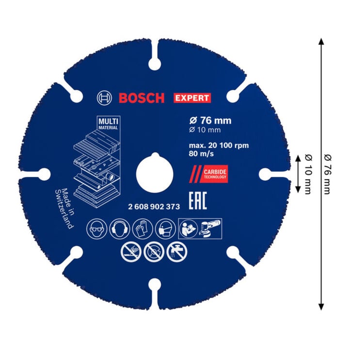 Bosch EXPERT Multi Material hardmetalen doorslijpschijf, 76 x 10 mm