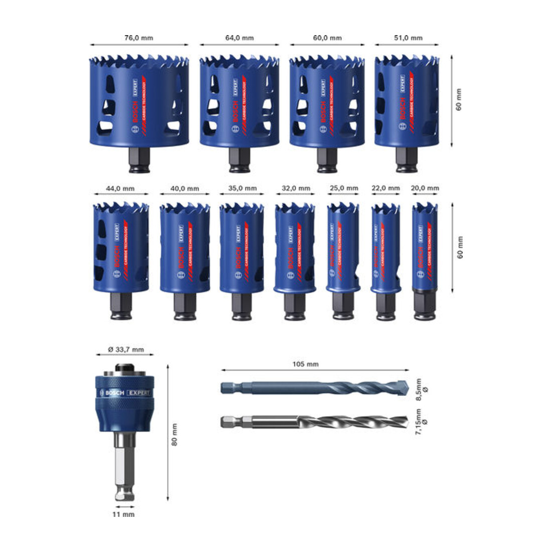 Bosch EXPERT Multi Material Power Change Plus gatenzaagset, 14-dlg.