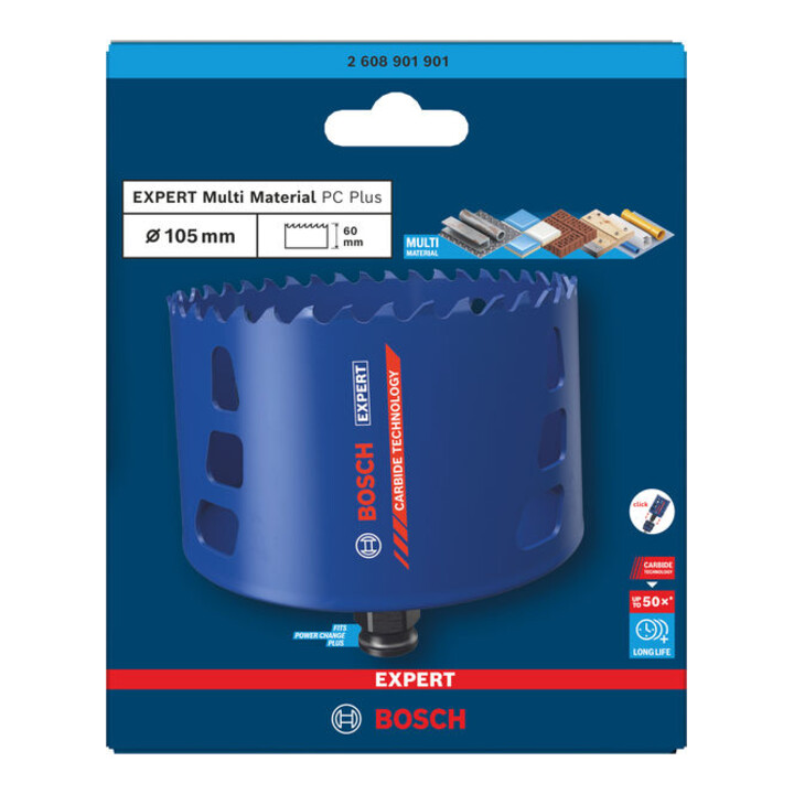 Bosch EXPERT Multi Material Power Change Plus-Lochsäge, 105 x 60 mm