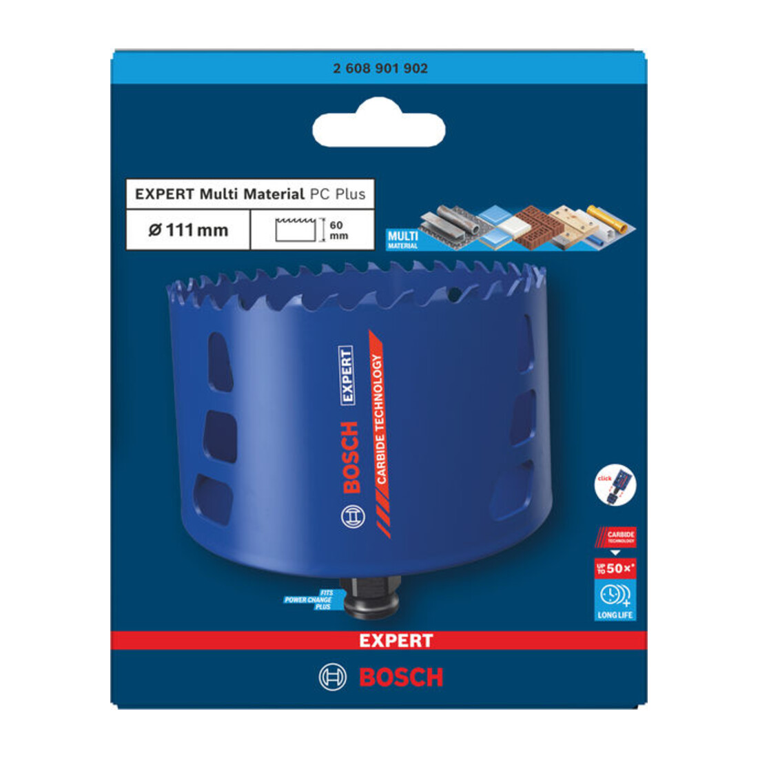 Bosch EXPERT Multi Material Power Change Plus-Lochsäge, 111 x 60 mm
