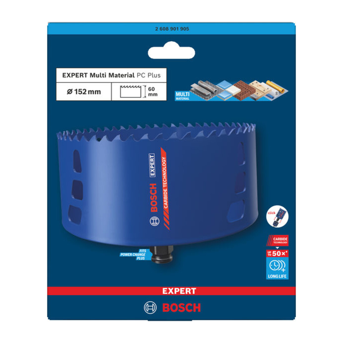 Bosch EXPERT Multi Material Power Change Plus-Lochsäge, 152 x 60 mm