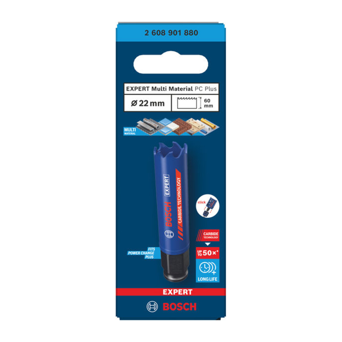 Bosch EXPERT Multi Material Power Change Plus-Lochsäge, 22 x 60 mm