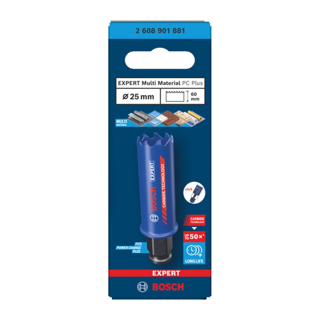 Bosch EXPERT Multi Material Power Change Plus-Lochsäge, 25 x 60 mm