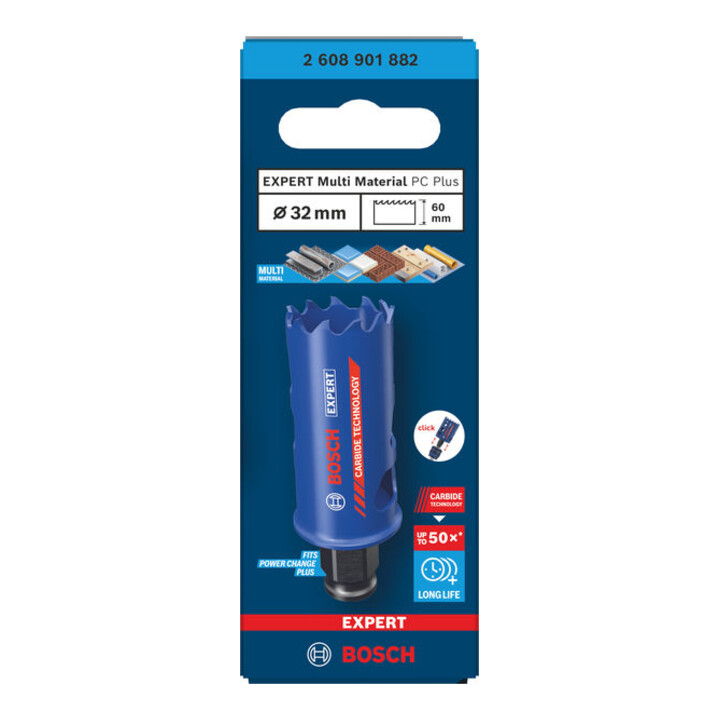 Bosch EXPERT Multi Material Power Change Plus-Lochsäge, 32 x 60 mm