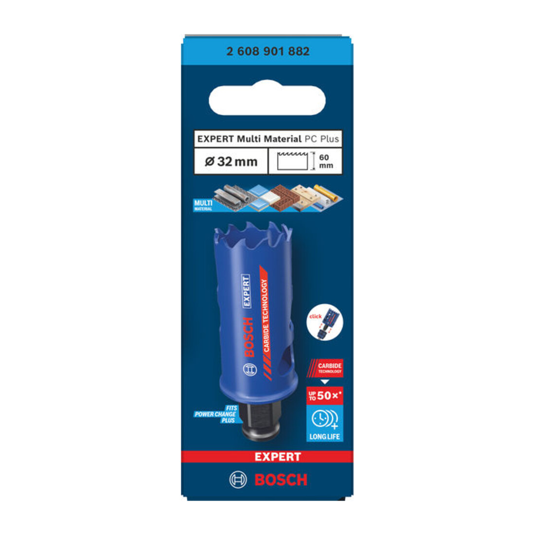 Bosch EXPERT Multi Material Power Change Plus-Lochsäge, 32 x 60 mm