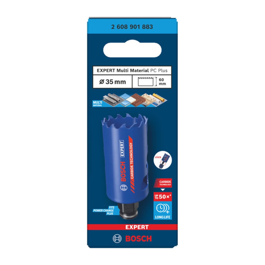 Bosch EXPERT Multi Material Power Change Plus-Lochsäge, 35 x 60 mm