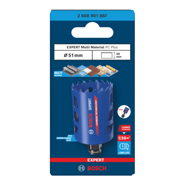 Bosch EXPERT Multi Material Power Change Plus-Lochsäge, 51 x 60 mm