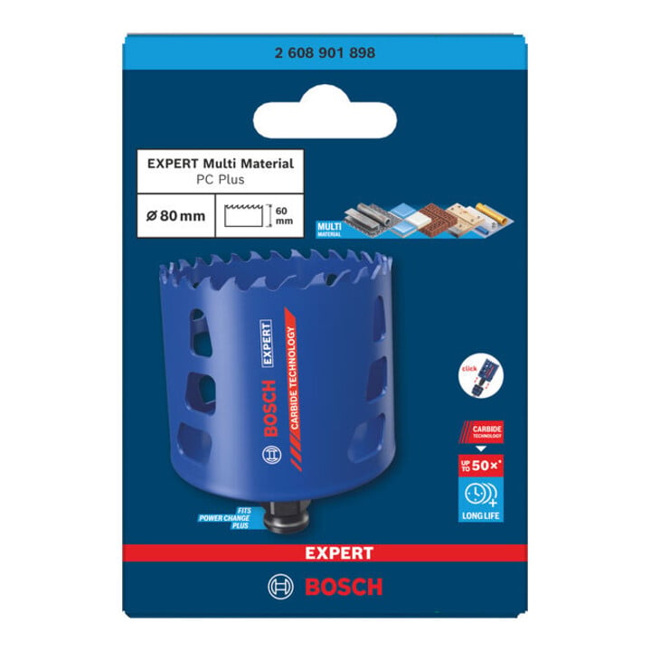 Bosch EXPERT Multi Material Power Change Plus-Lochsäge, 80 x 60 mm