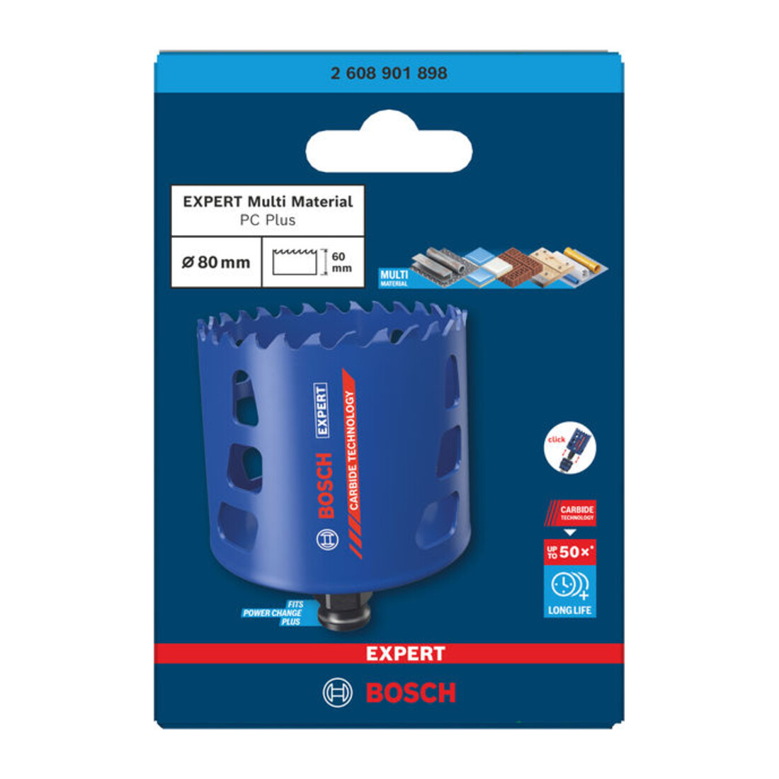 Bosch EXPERT Multi Material Power Change Plus-Lochsäge, 80 x 60 mm