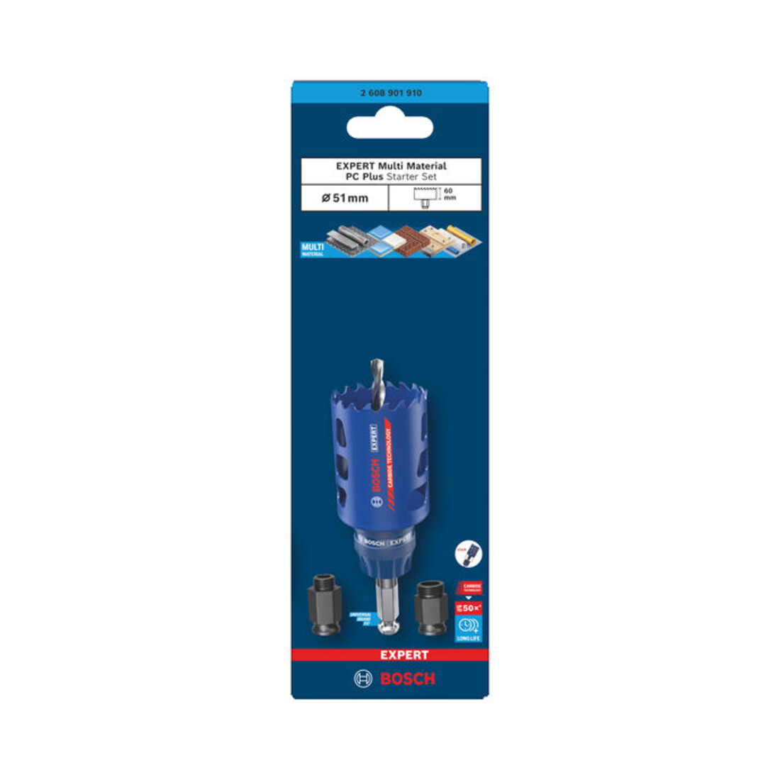 Bosch EXPERT Multi Material Power Change Plus-Lochsägen Kit, 51 x 60 mm