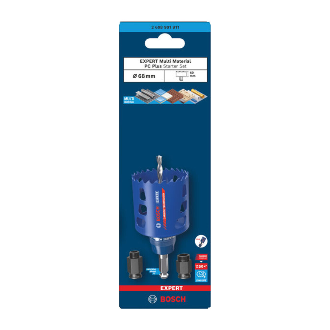 Bosch EXPERT Multi Material Power Change Plus-Lochsägen Kit, 68 x 60 mm