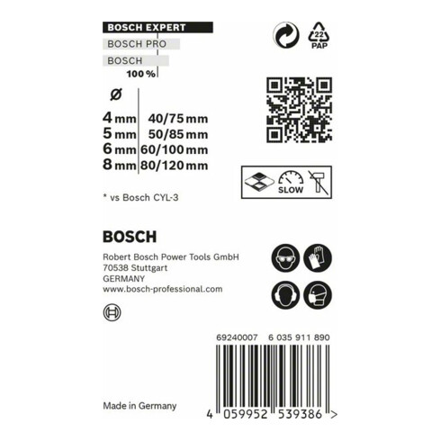 Bosch EXPERT MultiConstruction CYL-9 boorbit set 4/5/6/8mm 4 st. voor rotatie- en percussieboormachines