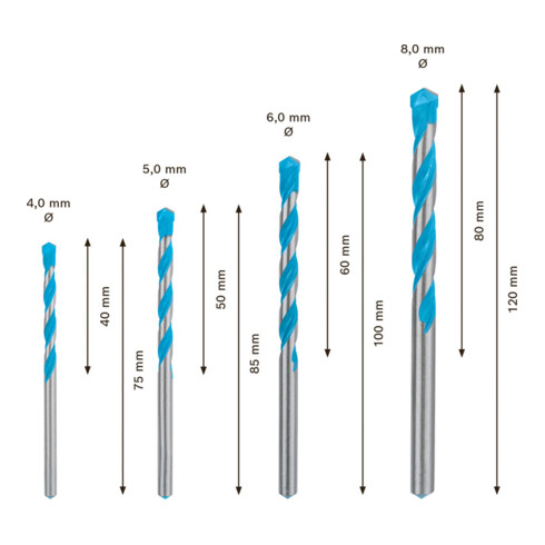 Bosch EXPERT MultiConstruction CYL-9 boorbit set 4/5/6/8mm 4 st. voor rotatie- en percussieboormachines