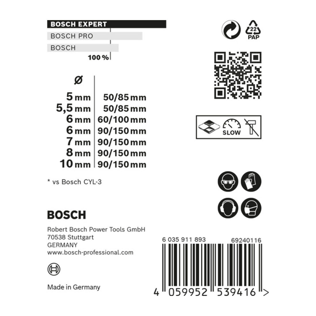 Bosch EXPERT MultiConstruction CYL-9 boorbit set 5/5.5/6/7/8/10mm 7 st. voor rotatie- en percussieboormachines