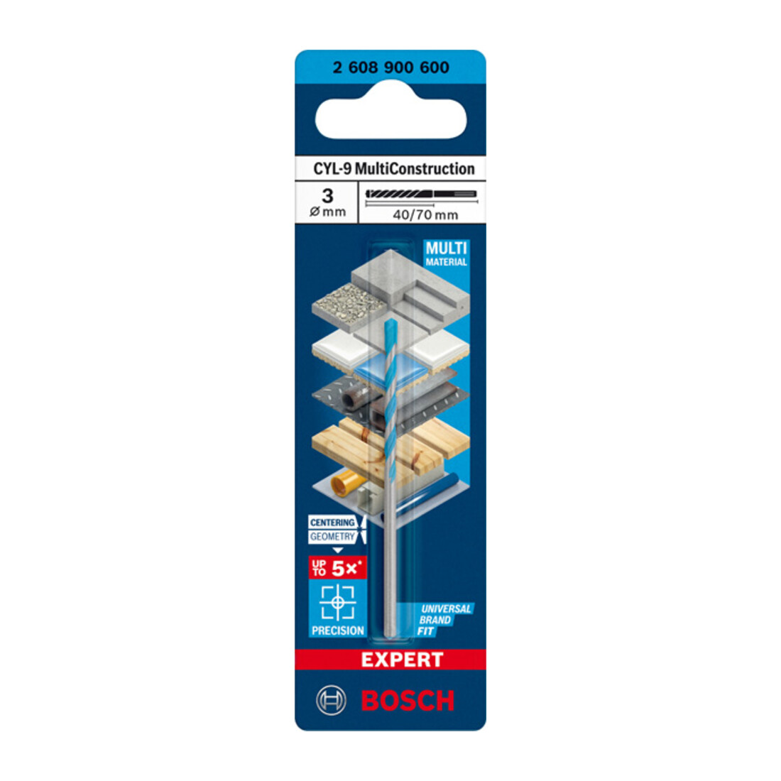 Bosch Expert MultiConstruction CYL-9 drill, 3 x 40 x 70 mm