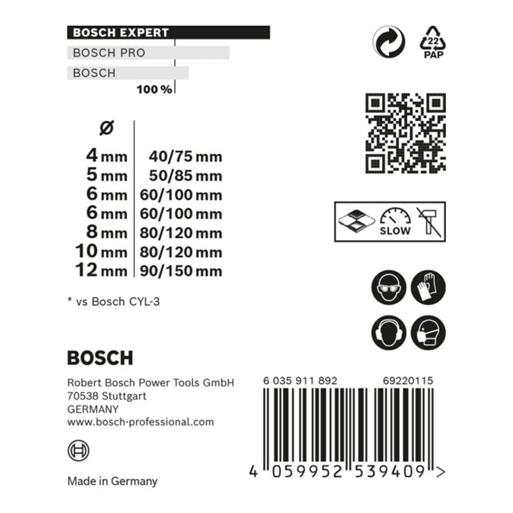 Bosch Expert MultiConstruction CYL-9 forets 4/5/6/8/10/12 mm