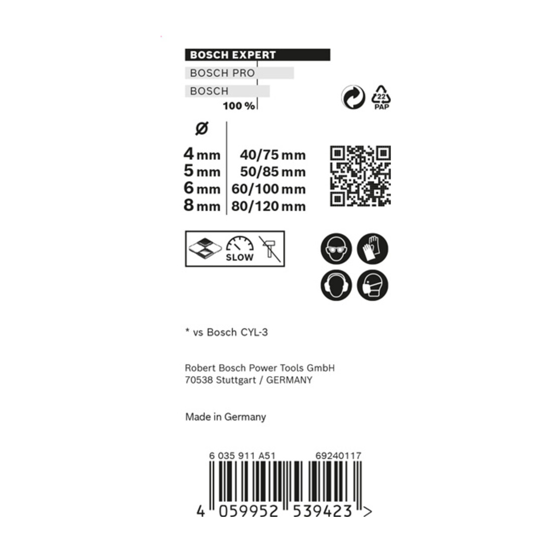 Bosch EXPERT MultiConstruction CYL-9 jeu de forets, 4/5/6/8 mm, 4 pcs. Pour les perceuses rotatives et à percussion
