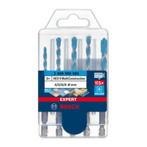 Bosch EXPERT MultiConstruction HEX-9 Bohrer-Set 4/5/6/6/8mm 5-tlg. für Dreh- und Schlagbohrer