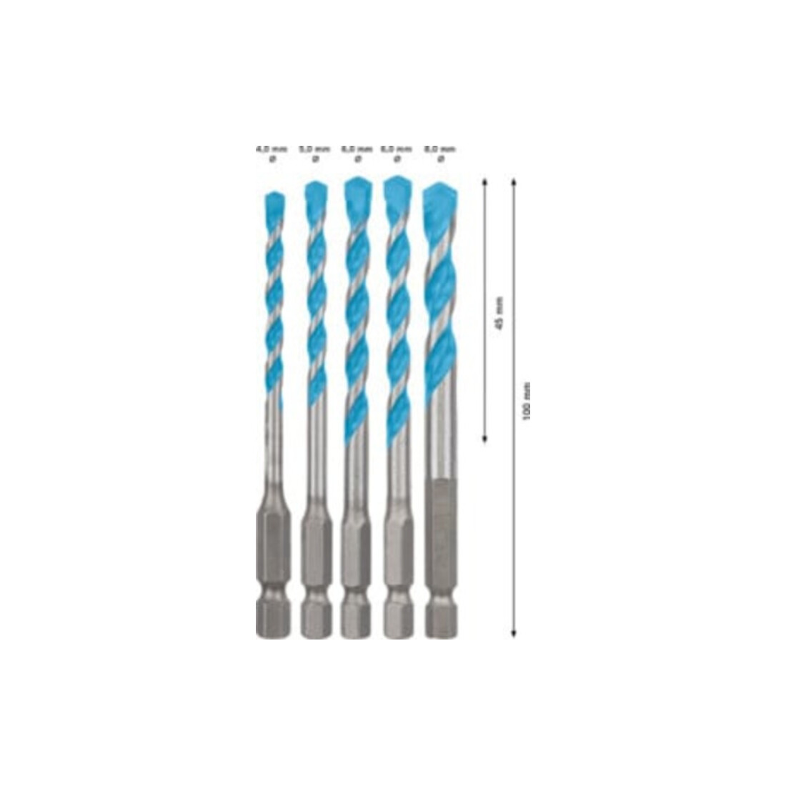 Bosch Expert MultiConstruction HEX-9 foret, 4/5/6/8 mm
