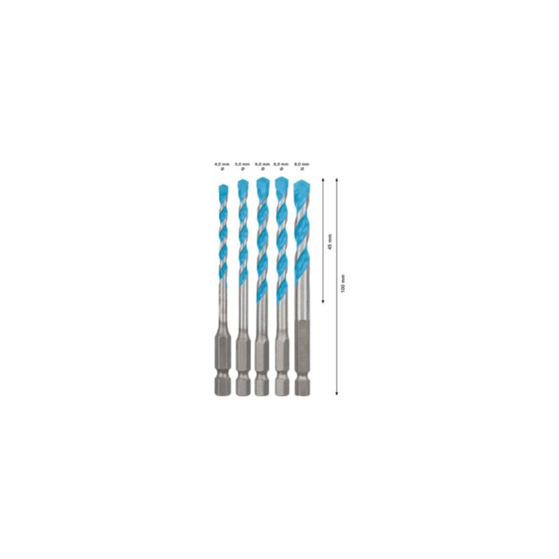 Bosch Expert MultiConstruction HEX-9 foret, 4/5/6/8 mm