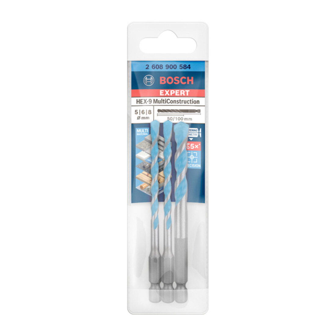 Bosch Expert MultiConstruction HEX-9 perceuse, 5/6/8 mm