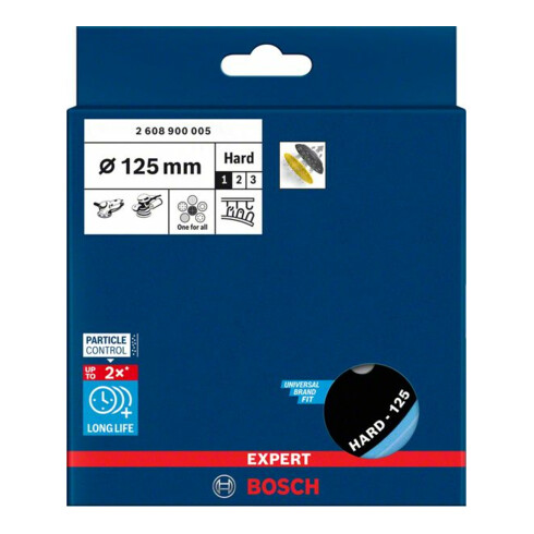 Bosch Expert Multihole (Expert Multihole) Tampon support universel, 125 mm, dur