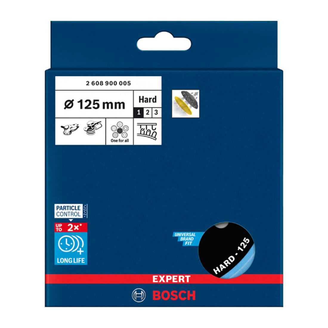 Bosch Expert Multihole (Expert Multihole) Tampon support universel, 125 mm, dur