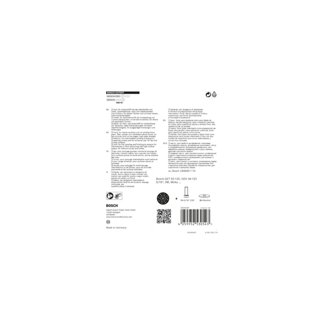 Bosch Expert Multihole (Expert Multihole) Tampon support universel, 125 mm, moyen