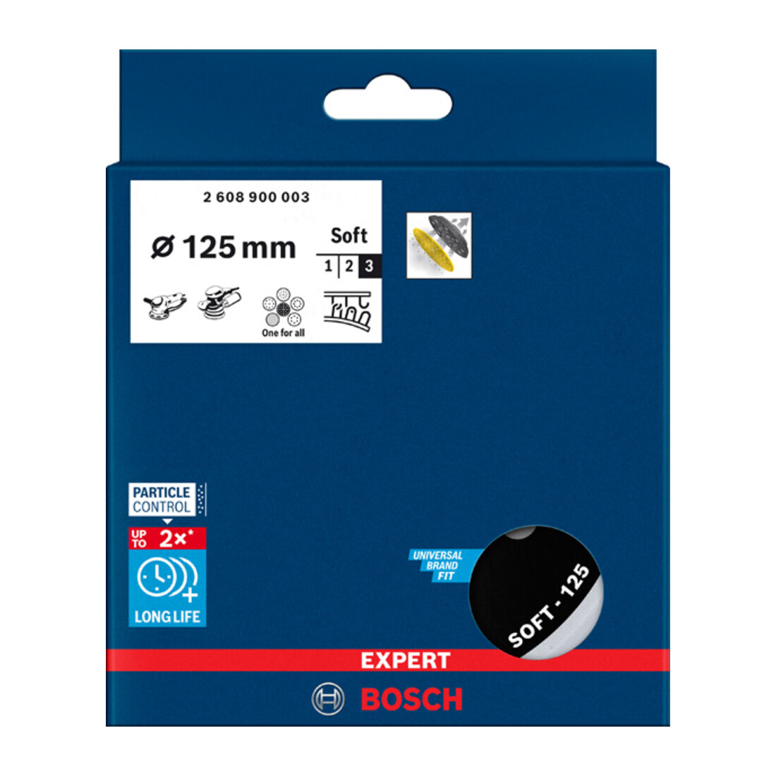 Bosch Expert Multihole (Expert Multihole) Tampon support universel, 125 mm, souple