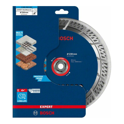 Bosch EXPERT MultiMaterial diamantdoorslijpschijven 230 x 22,23 x 2,4 x 15mm voor grote haakse slijpmachines met klemmoer