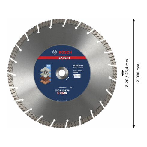 Bosch EXPERT MultiMaterial diamantdoorslijpschijven 300 x 20/25,40 x 3 x 15mm voor tafelzagen