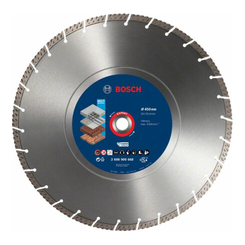 Bosch EXPERT MultiMaterial diamantdoorslijpschijven 450 x 25,40 x 3,3 x 12mm voor tafelzagen