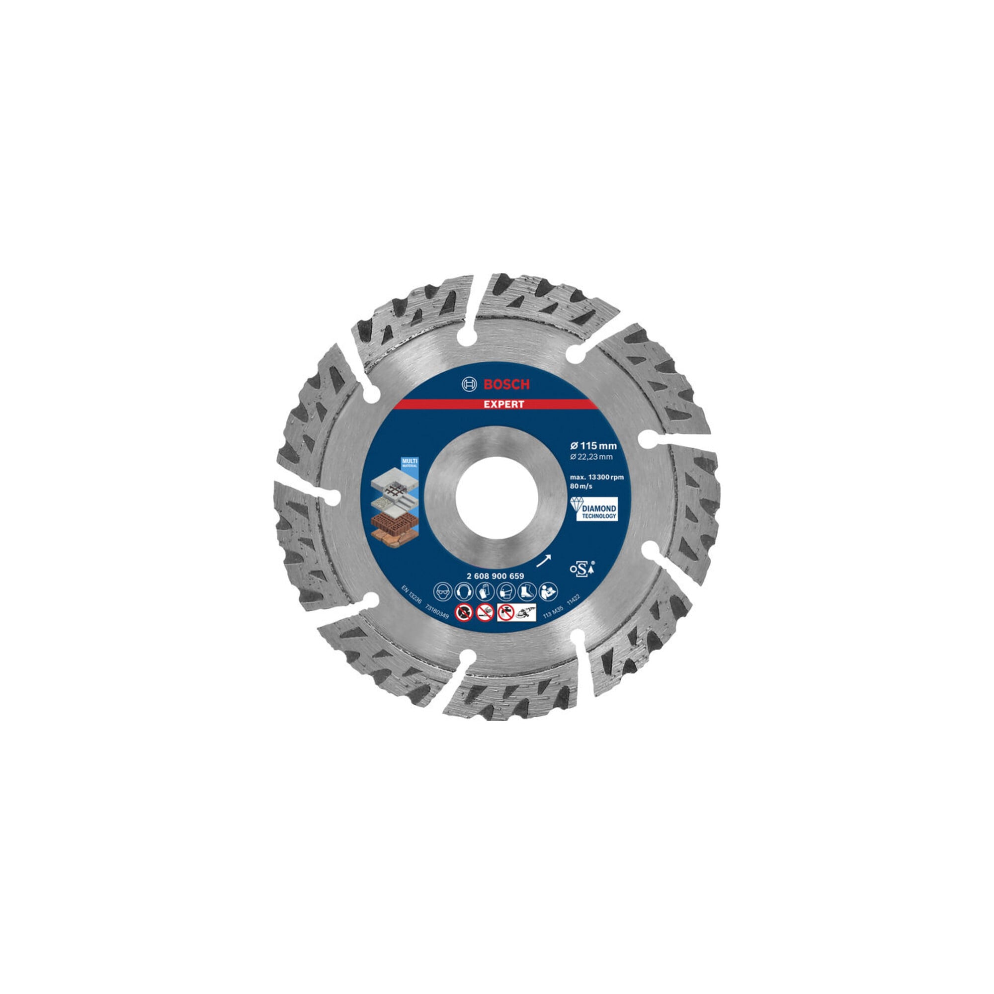 BOSCH EXPERT MultiMaterial Diamanttrennscheiben 115 x 22,23 x 2,2 x 12mm für Winkelschleifer mit X-LOCK und mit Spannmutter