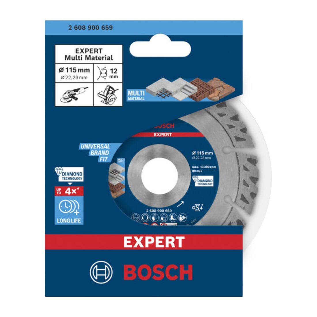 Bosch EXPERT MultiMaterial Diamanttrennscheiben 115 x 22,23 x 2,2 x 12mm für Winkelschleifer mit X-LOCK und mit Spannmutter