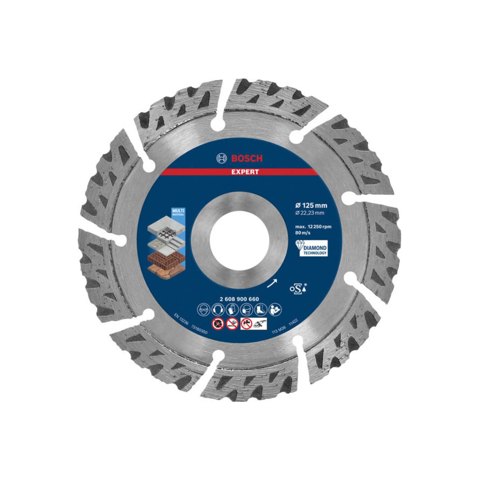 Bosch EXPERT Diamanttrennscheiben 125 x 22,23 x 2,2 x 12 mm für Winkelschleifer mit X-LOCK und mit Spannmutter - Hochleistungs-Trennscheiben für