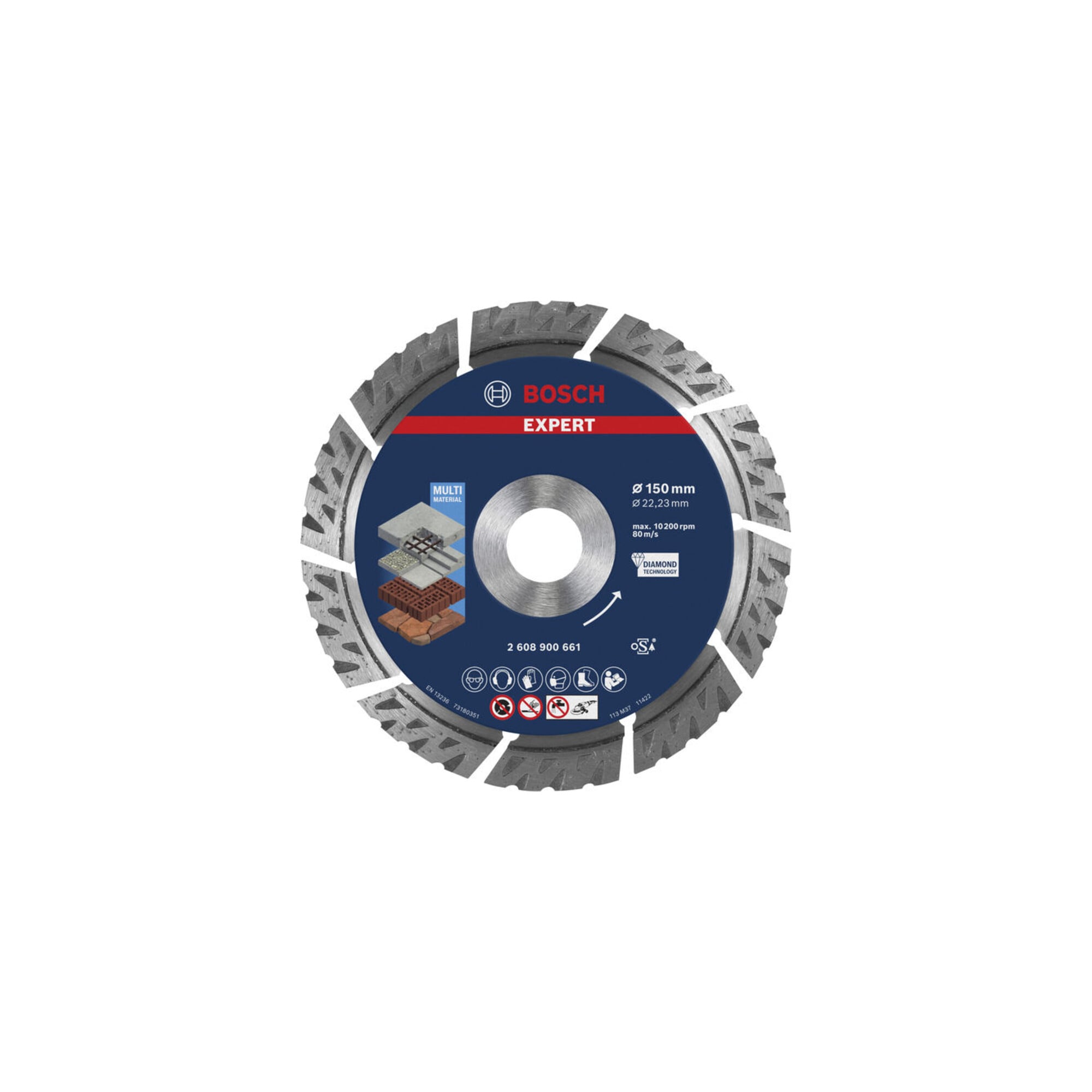 BOSCH EXPERT MultiMaterial Diamanttrennscheiben 150 x 22,23 x 2,4 x 12mm für große Winkelschleifer mit Spannmutter