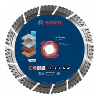 Bosch EXPERT MultiMaterial Diamanttrennscheiben 230 x 22,23 x 2,4 x 15mm für große Winkelschleifer mit Spannmutter