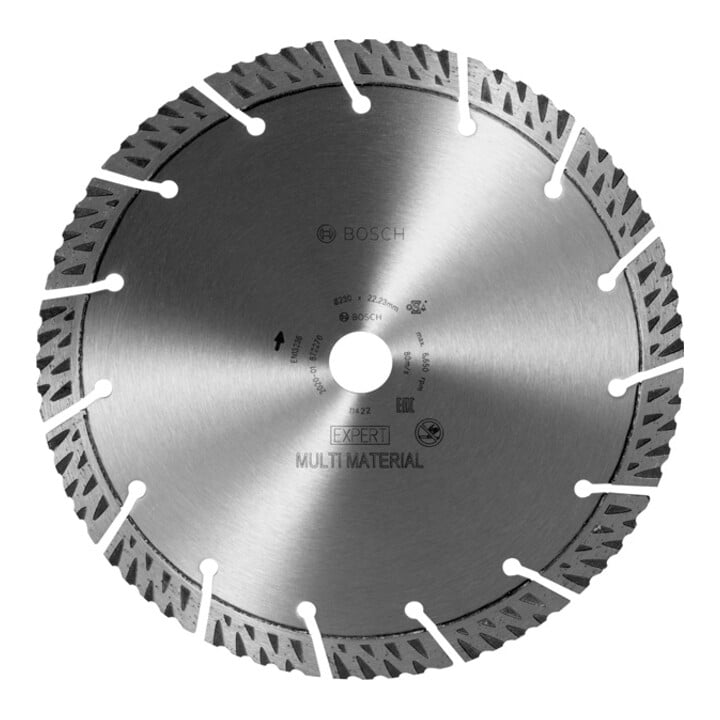 Bosch EXPERT MultiMaterial Diamanttrennscheiben 230 x 22,23 x 2,4 x 15mm für große Winkelschleifer mit Spannmutter