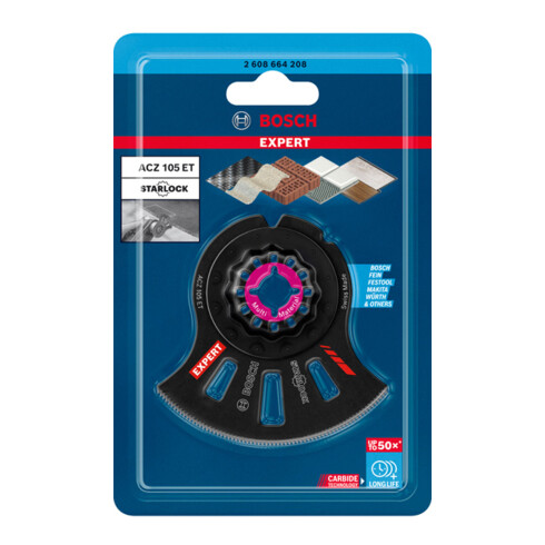 Bosch Expert MultiMaterial Segment Blade (Segmentsägeblatt) ACZ 105 ET Blatt für Multifunktionswerkzeuge