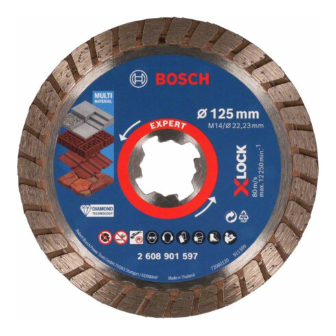 Bosch EXPERT MultiMaterial X-LOCK Diamanttrennscheiben, 125 x 22,23 x 2,4 x 12 mm