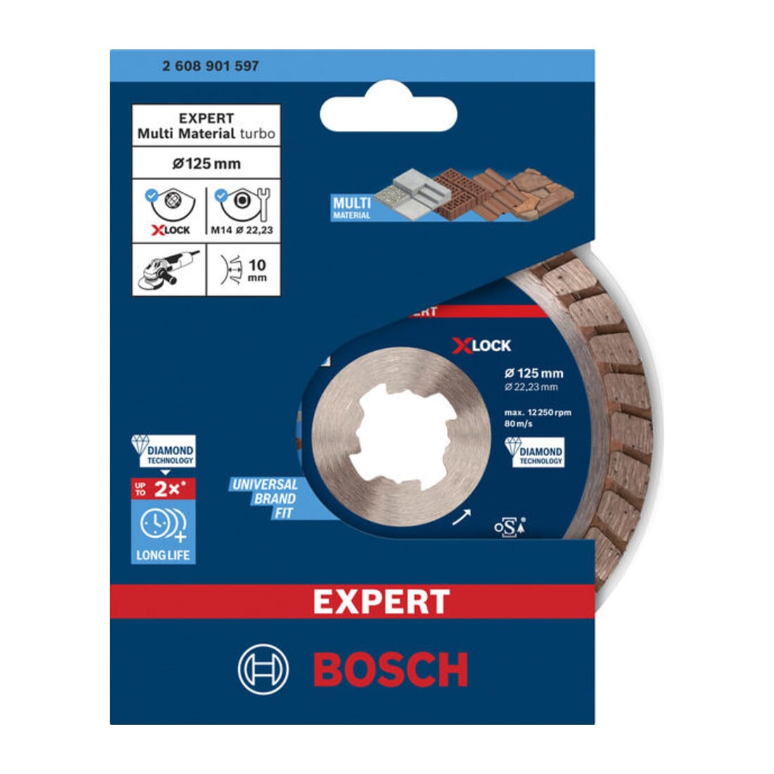 Bosch EXPERT MultiMaterial X-LOCK Diamanttrennscheiben, 125 x 22,23 x 2,4 x 12 mm