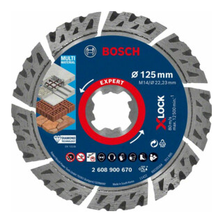 Bosch EXPERT MultiMaterial X-LOCK Diamanttrennscheiben 125 x 22,23 x 2,4 x 12mm für Winkelschleifer mit X-LOCK und mit S