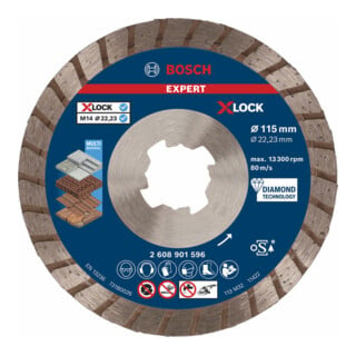 Bosch EXPERT MultiMaterial X-LOCK Disques à tronçonner diamantés, 115 x 22,23 x 2,4 x 12 mm