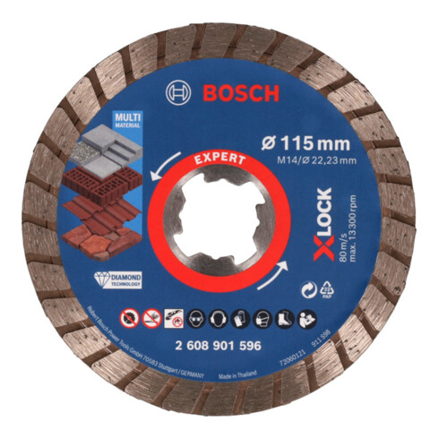 Bosch EXPERT MultiMaterial X-LOCK Disques à tronçonner diamantés, 115 x 22,23 x 2,4 x 12 mm