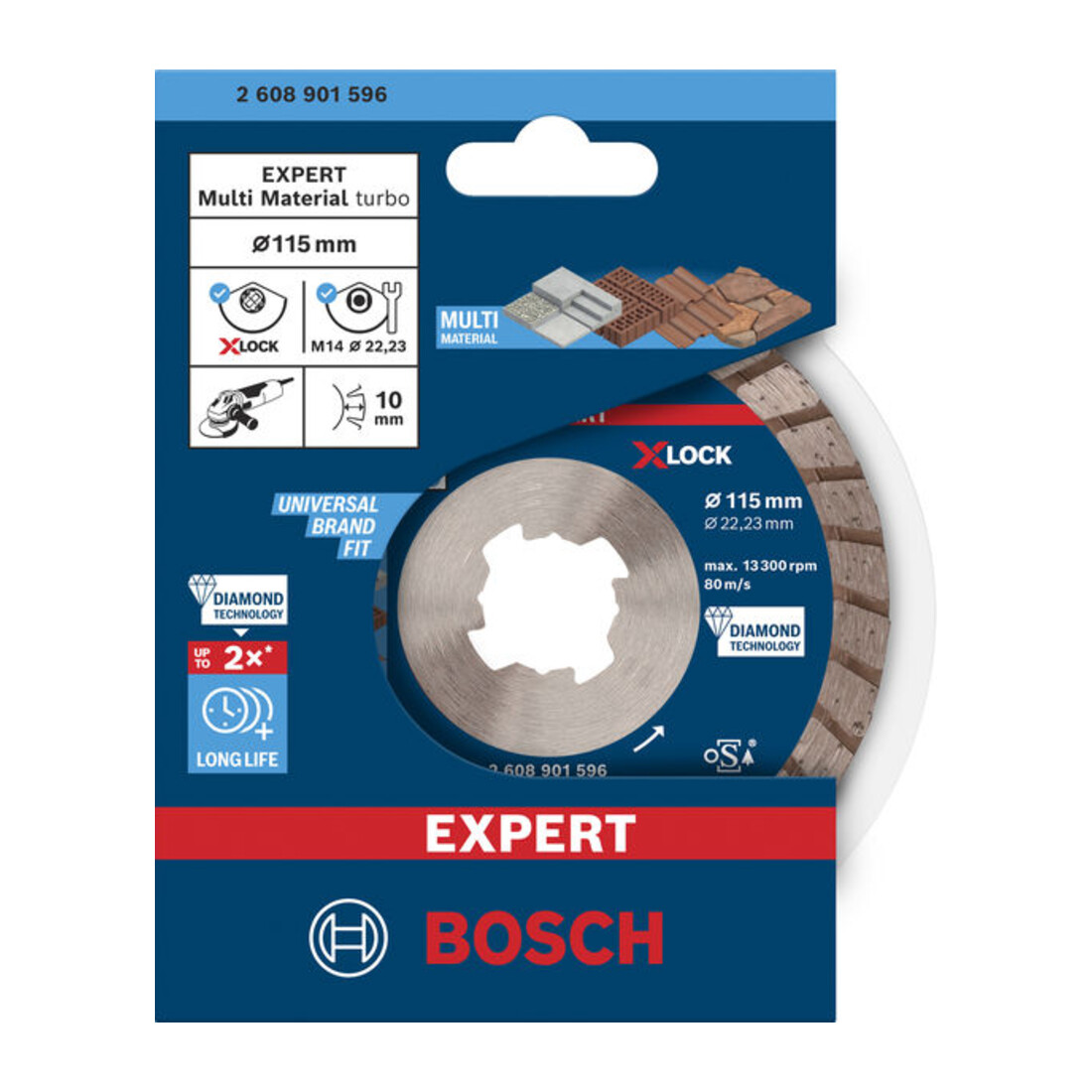 Bosch EXPERT MultiMaterial X-LOCK Disques à tronçonner diamantés, 115 x 22,23 x 2,4 x 12 mm
