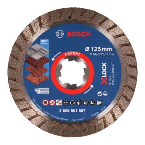 Bosch EXPERT MultiMaterial X-LOCK Disques à tronçonner diamantés, 125 x 22,23 x 2,4 x 12 mm