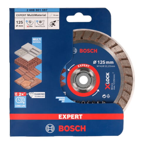 Bosch EXPERT MultiMaterial X-LOCK Disques à tronçonner diamantés, 125 x 22,23 x 2,4 x 12 mm